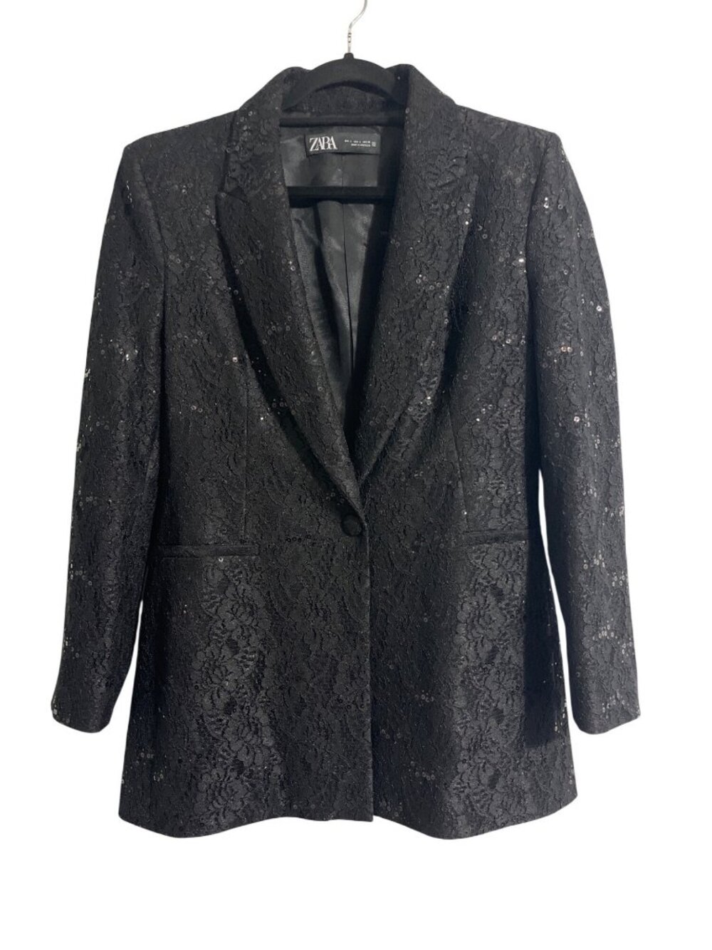 ZARA Sequin Lace Longline Blazer Size L
